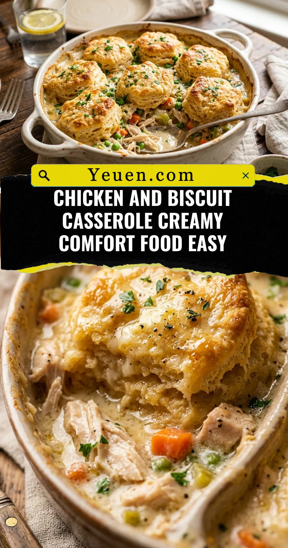 Chicken And Biscuit Casserole Creamy Comfort Food Easy