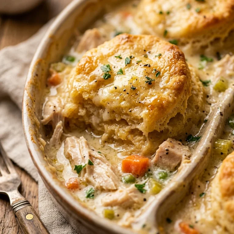 Chicken And Biscuit Casserole Creamy Comfort Food Easy
