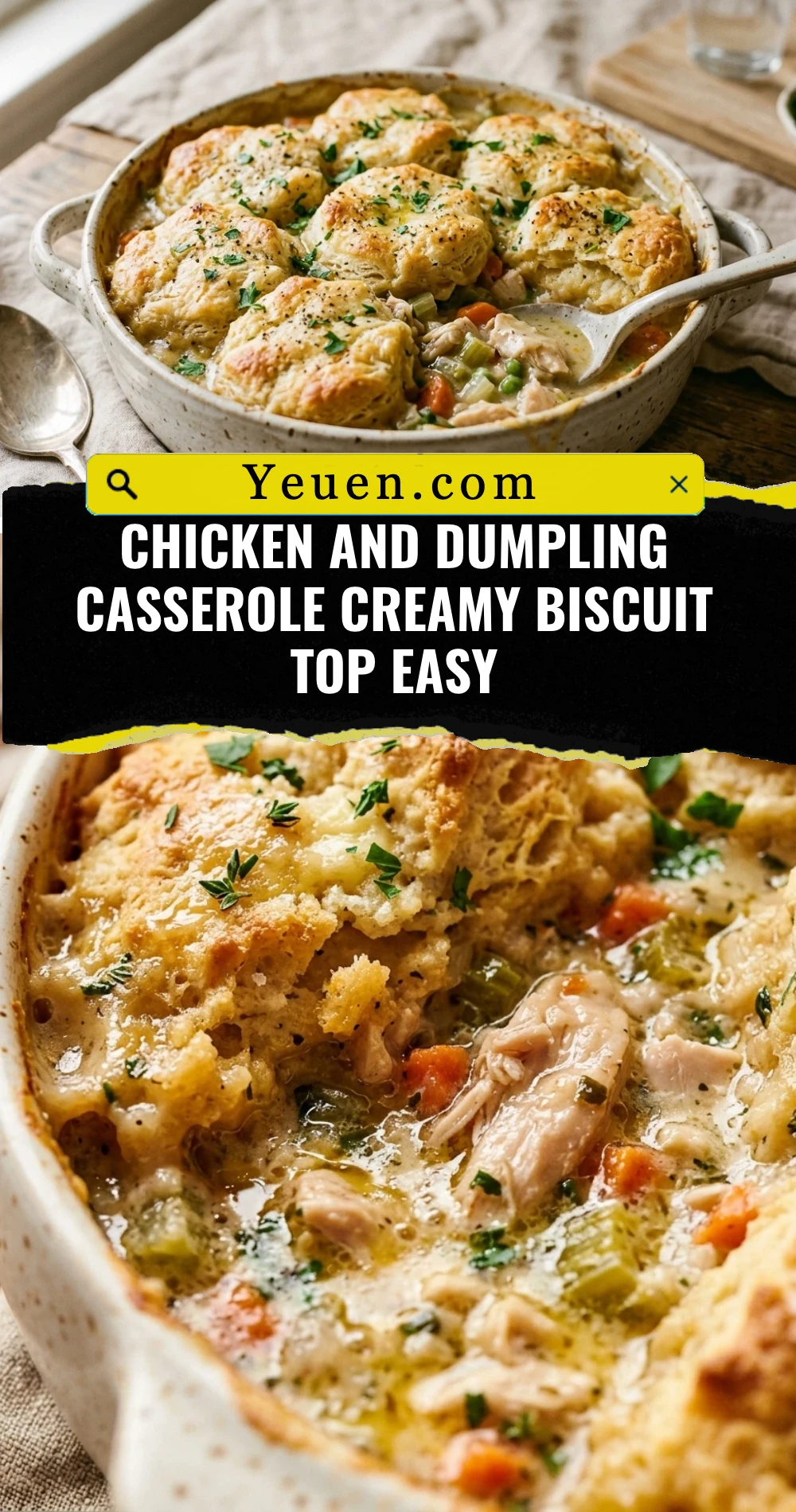 Chicken And Dumpling Casserole Creamy Biscuit Top Easy