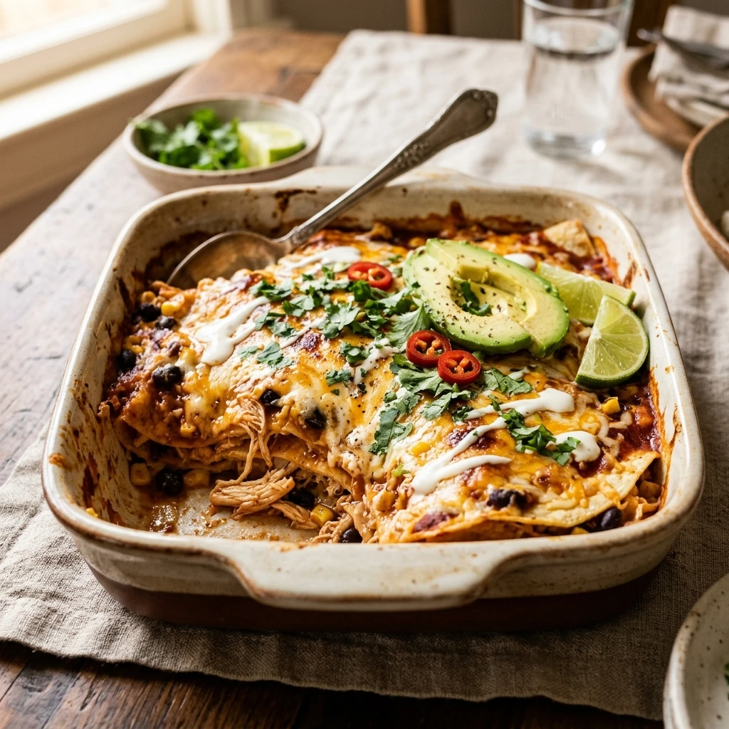Chicken Enchilada Casserole Easy Cheesy Make Ahead Family One Dish