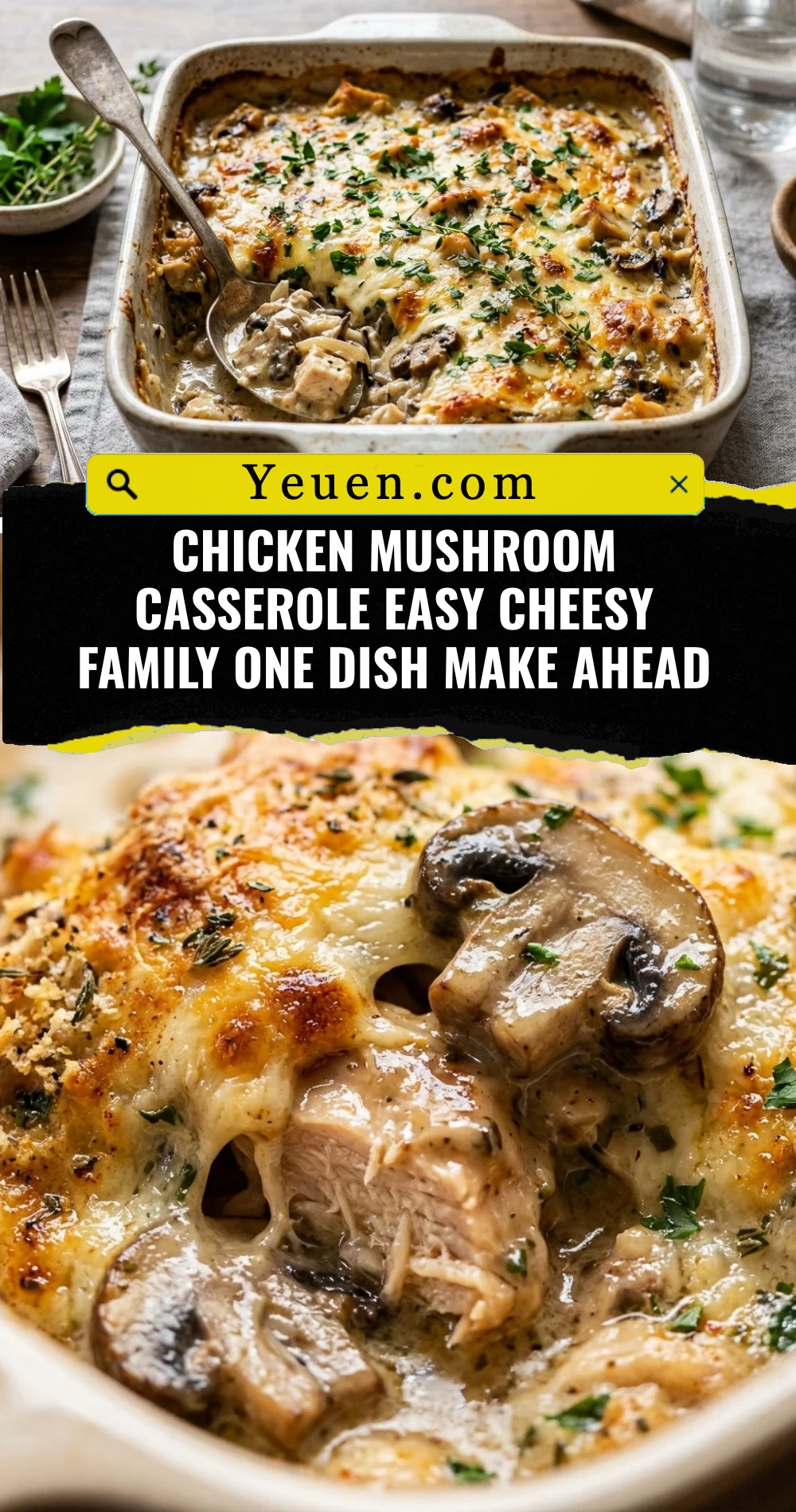 Chicken Mushroom Casserole Easy Cheesy Family One Dish Make Ahead