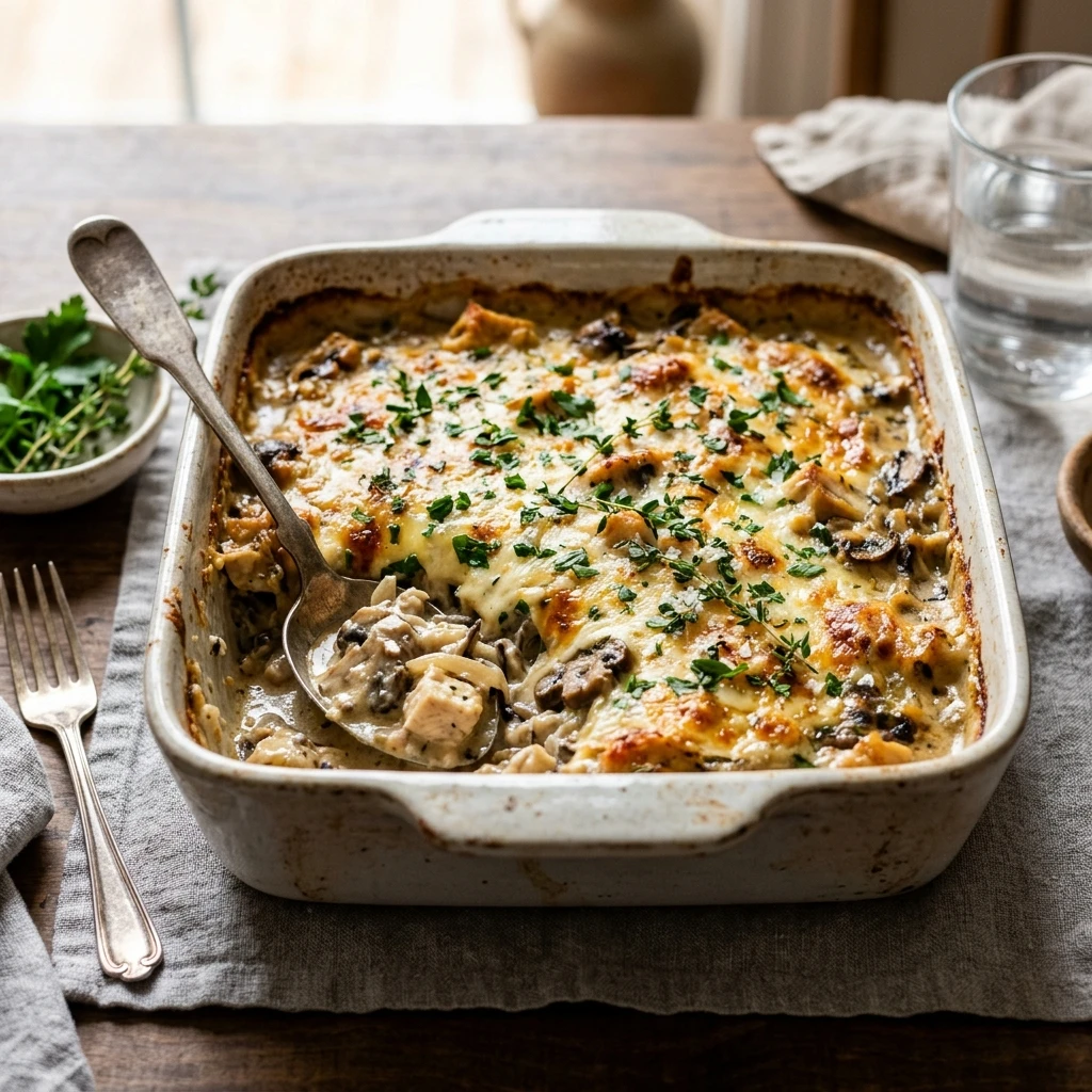 Chicken Mushroom Casserole Easy Cheesy Family One Dish Make Ahead