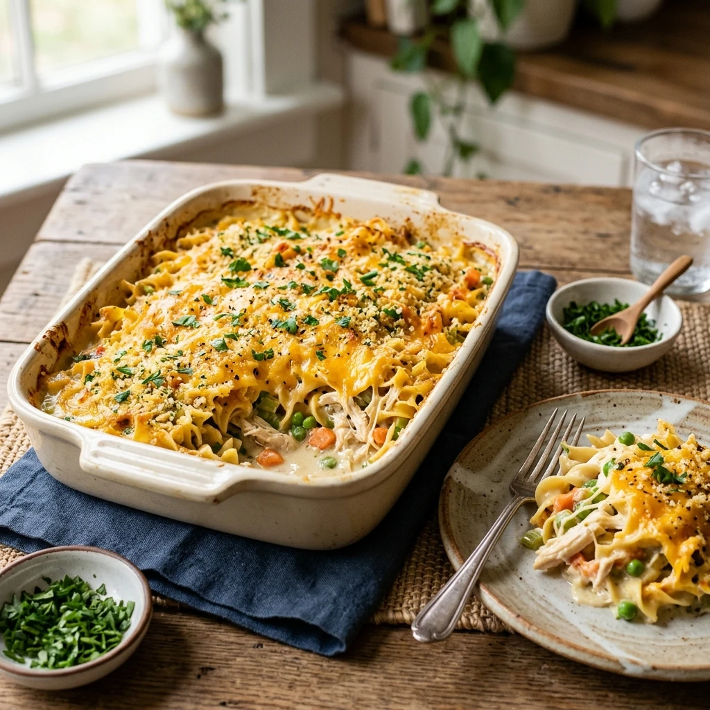 Chicken Noodle Casserole Easy Cheesy Family One Dish Make Ahead