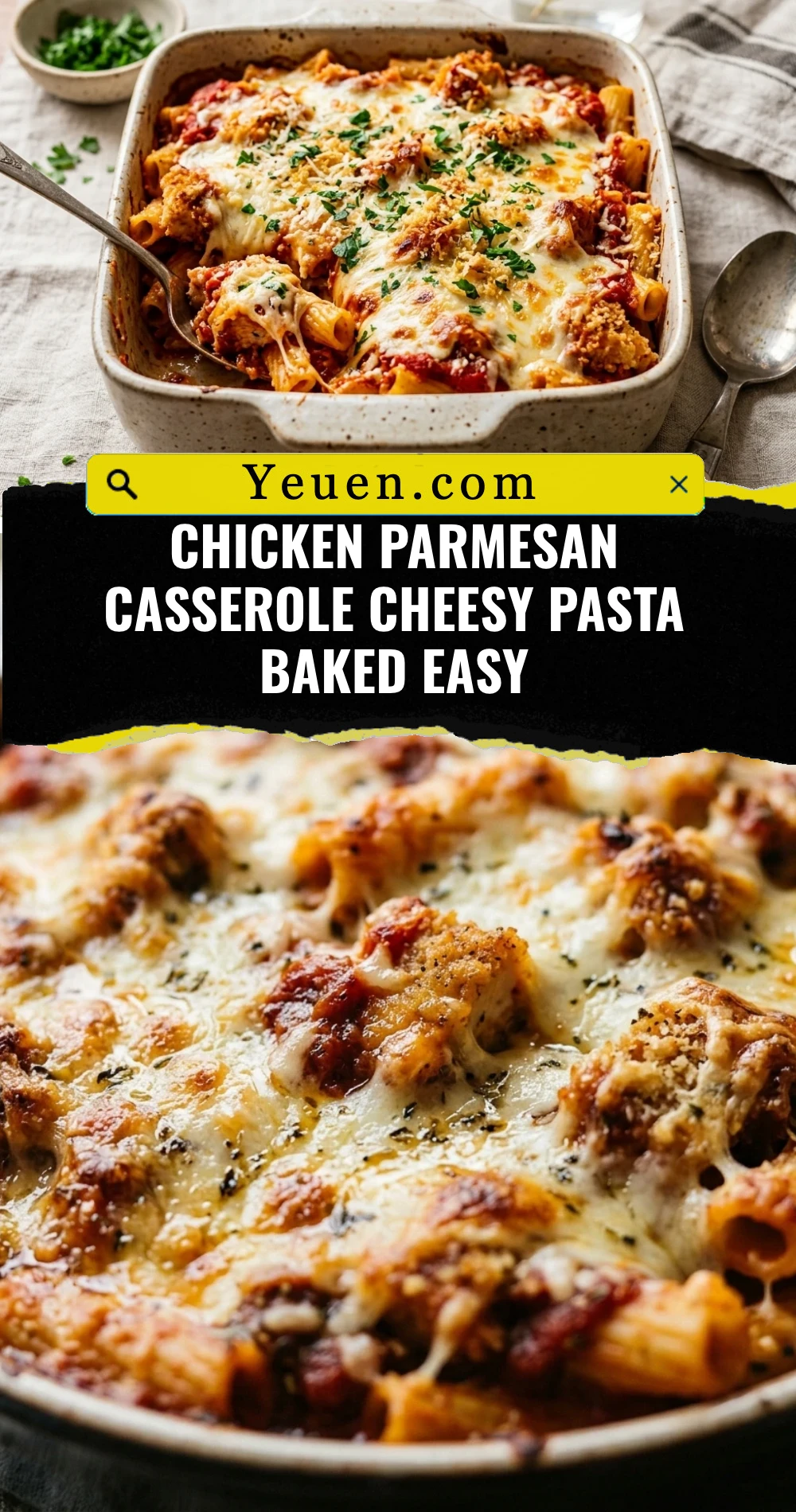 Chicken Parmesan Casserole Cheesy Pasta Baked Easy