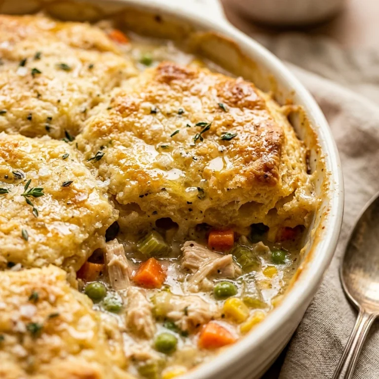 Chicken Pot Pie Casserole Biscuit Top Easy No Rolling