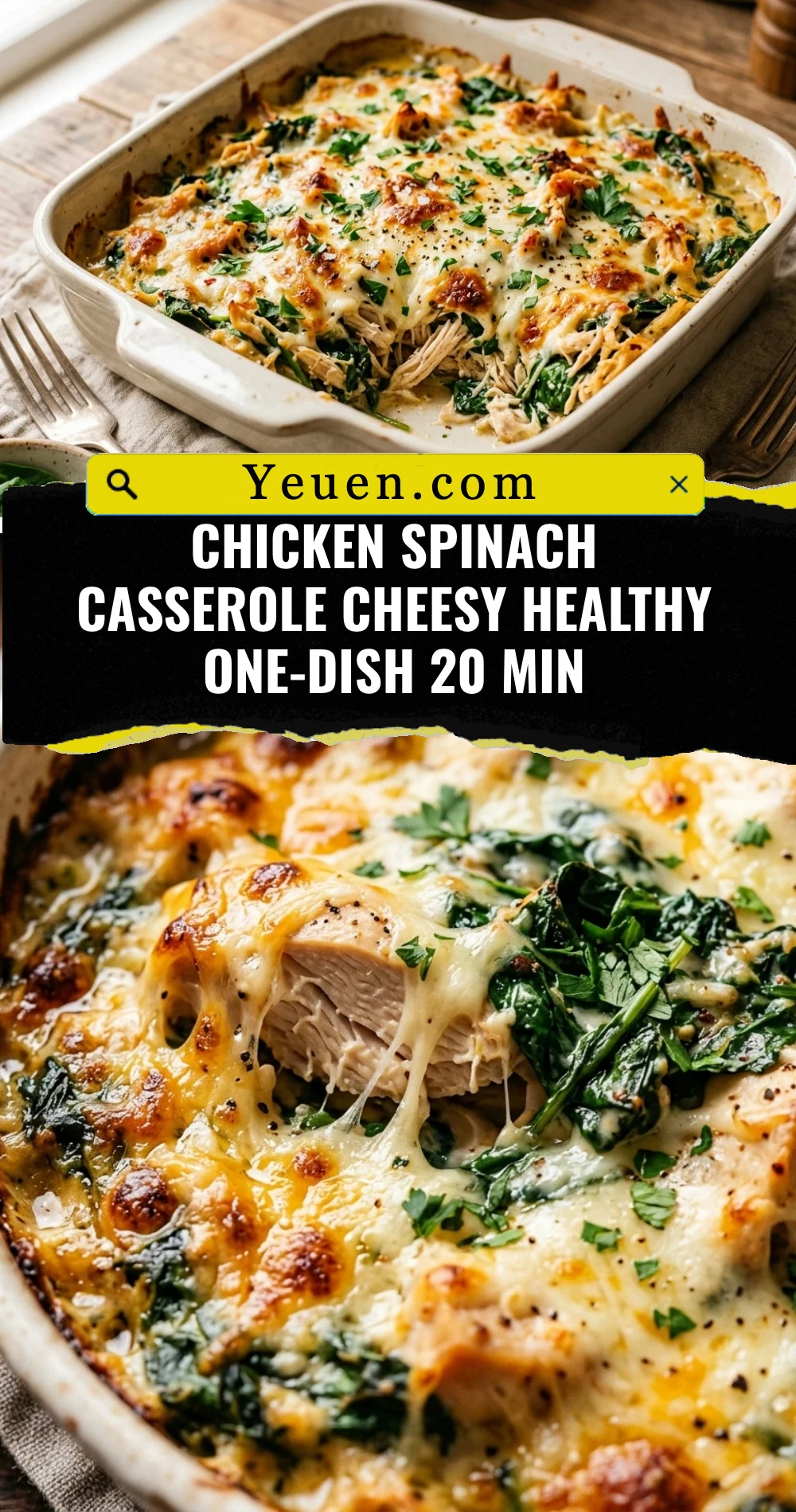 Chicken Spinach Casserole Cheesy Healthy One-Dish 20 Min