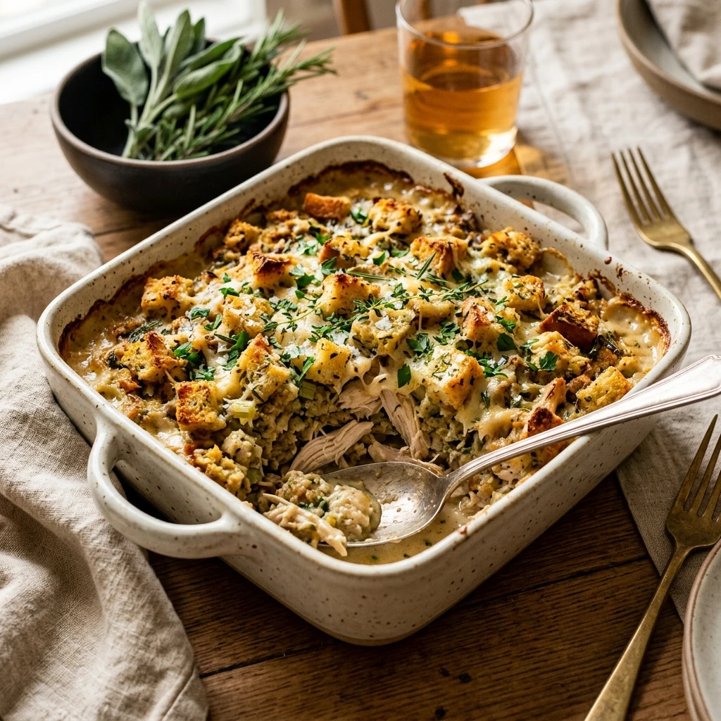 Chicken Stuffing Casserole Creamy One-Dish Thanksgiving
