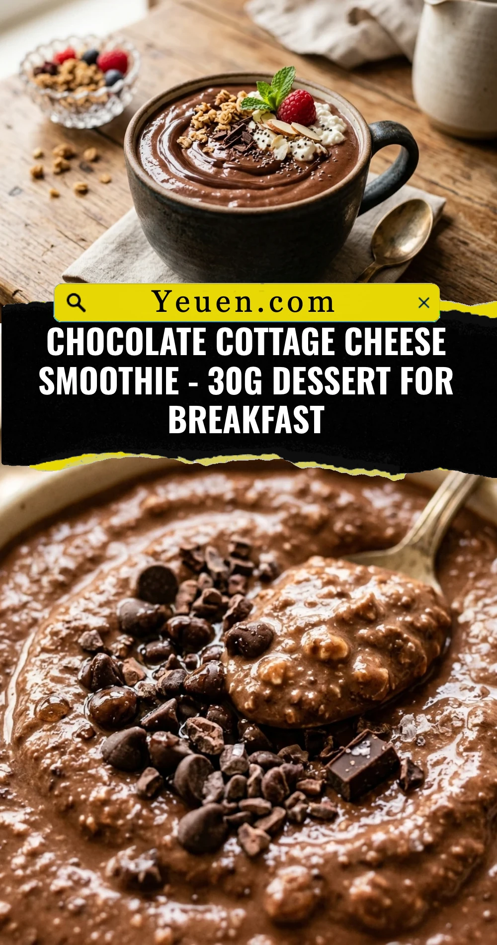 Chocolate Cottage Cheese Smoothie - 30g Dessert For Breakfast