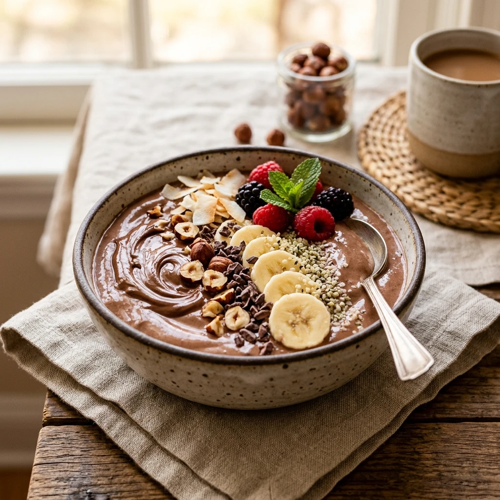 Chocolate Hazelnut Bowl Smoothie Healthy Dessert Breakfast