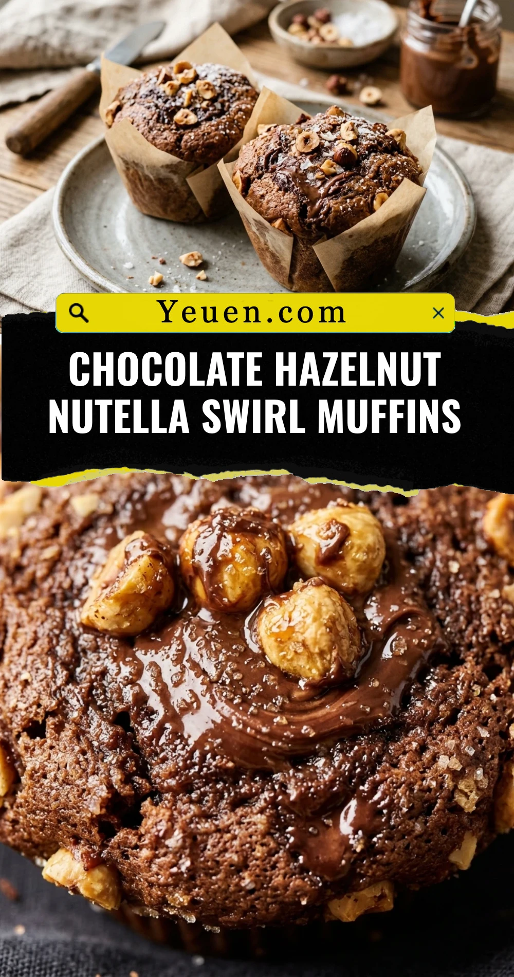 Chocolate Hazelnut Nutella Swirl Muffins