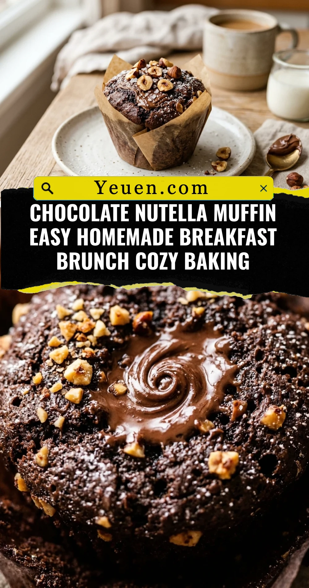 Chocolate Nutella Muffin Easy Homemade Breakfast Brunch Cozy Baking