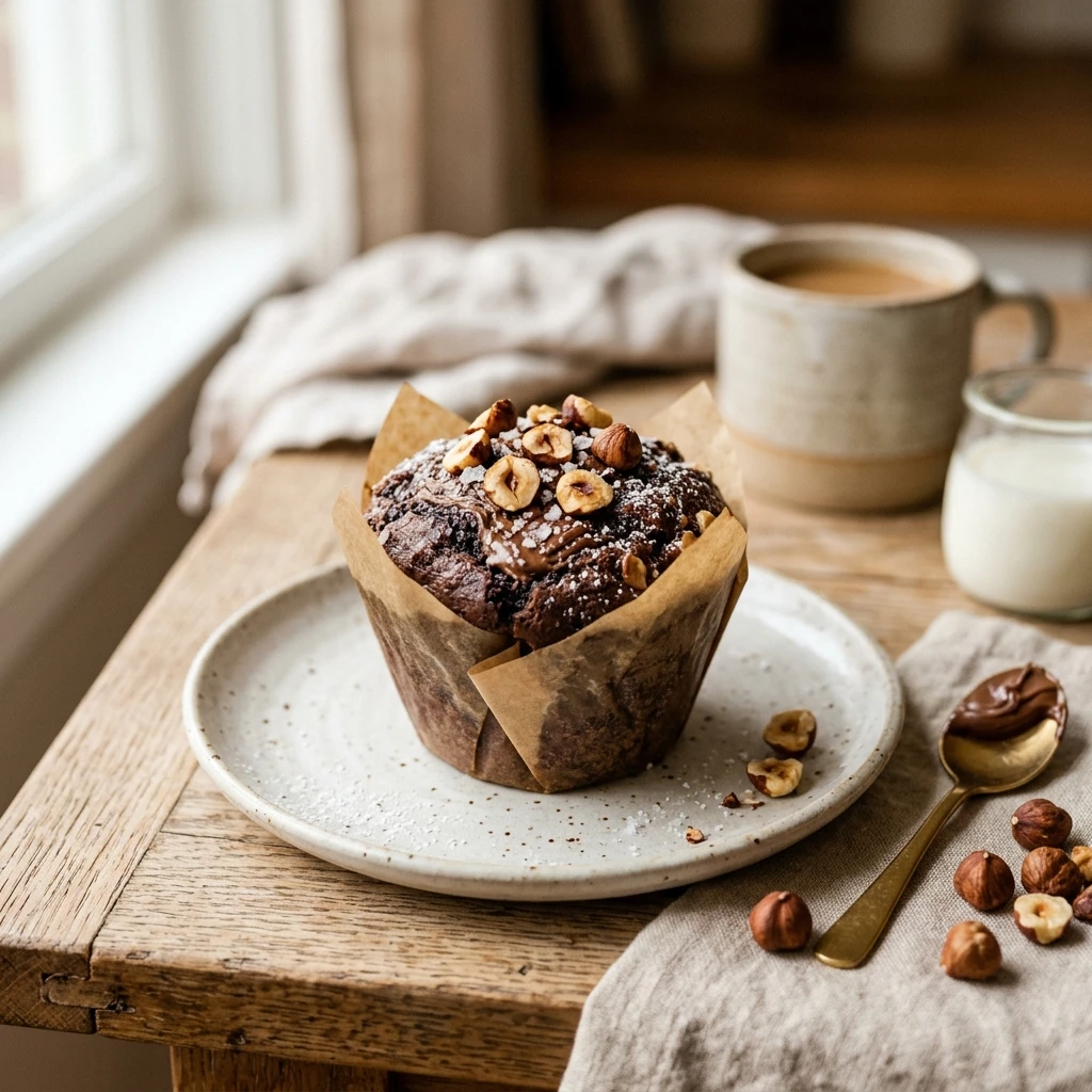 Chocolate Nutella Muffin Easy Homemade Breakfast Brunch Cozy Baking