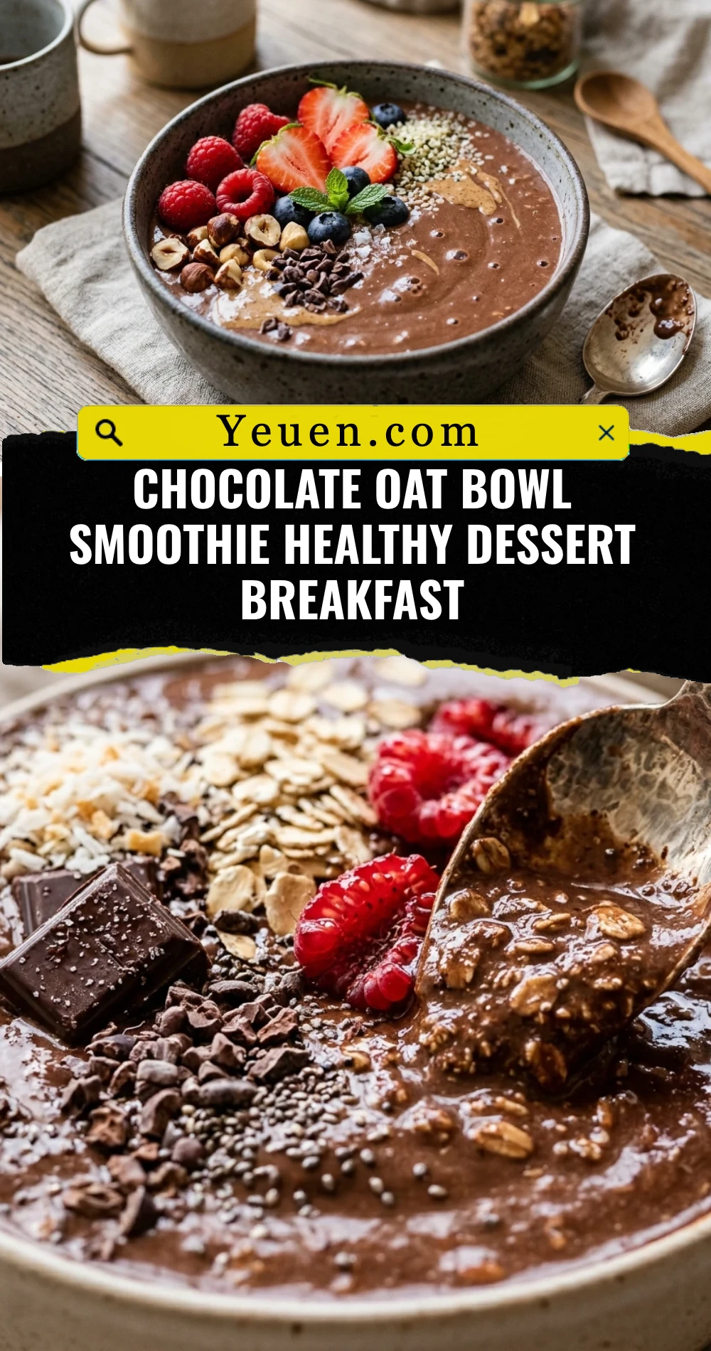 Chocolate Oat Bowl Smoothie Healthy Dessert Breakfast