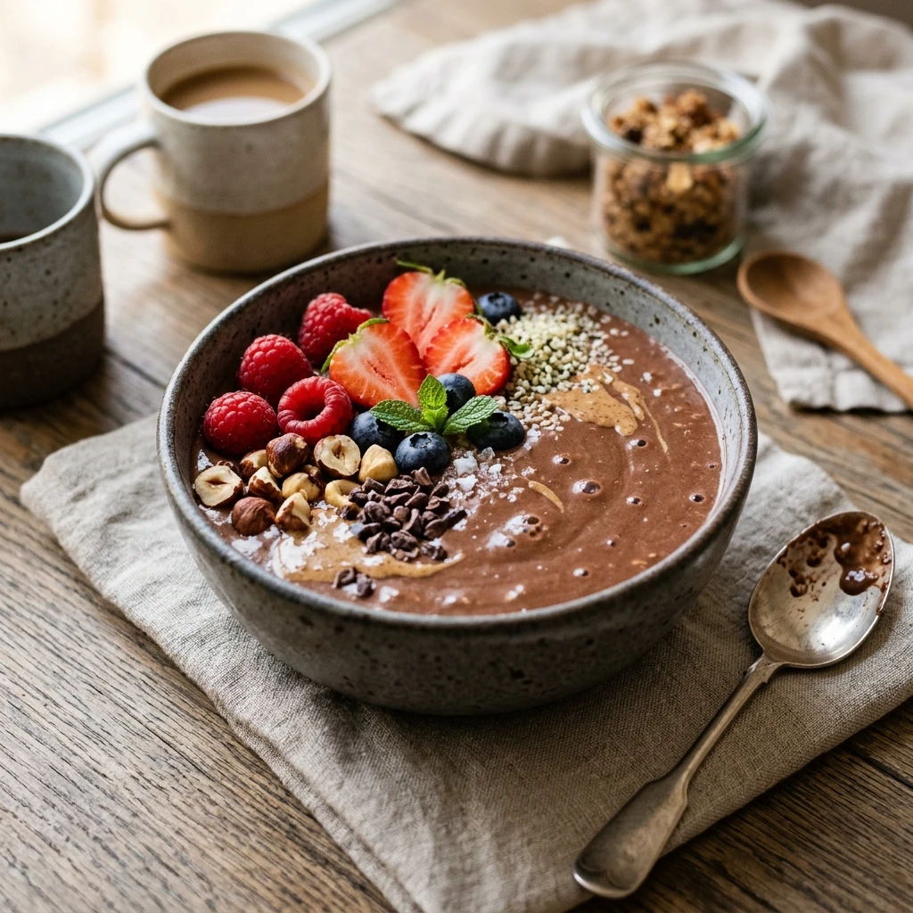 Chocolate Oat Bowl Smoothie Healthy Dessert Breakfast