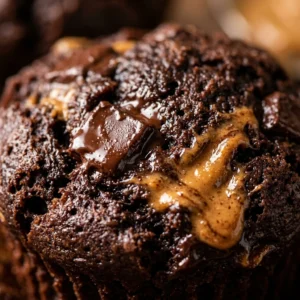 Chocolate Peanut Butter Muffins Bakery Style