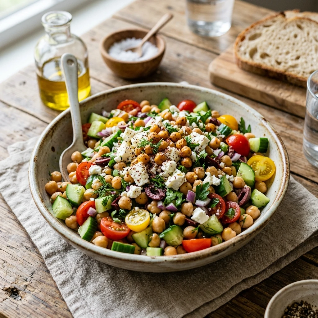 Chopped Mediterranean Chickpea Salad Loaded High Protein