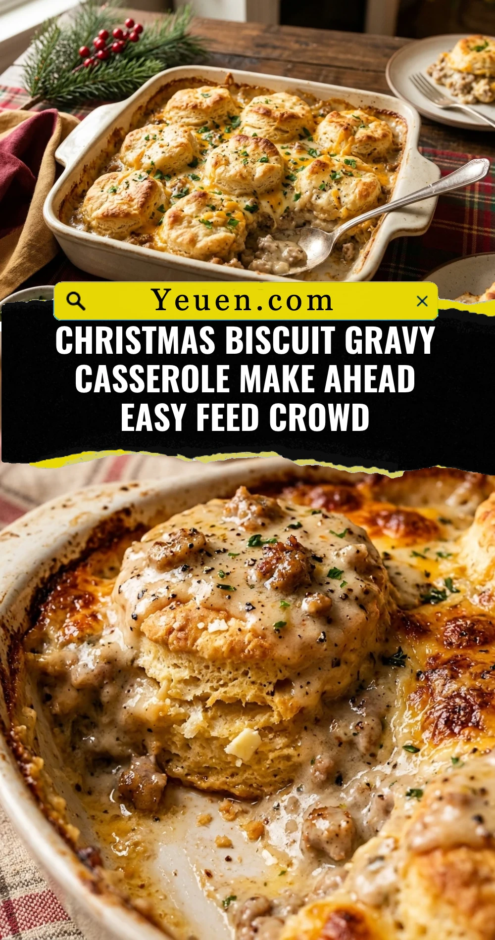 Christmas Biscuit Gravy Casserole Make Ahead Easy Feed Crowd