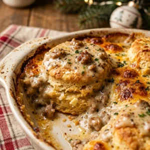 Christmas Biscuit Gravy Casserole Make Ahead Easy Feed Crowd