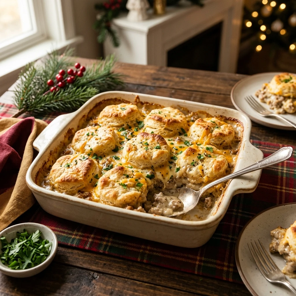 Christmas Biscuit Gravy Casserole Make Ahead Easy Feed Crowd