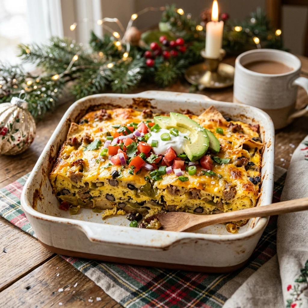 Christmas Breakfast Burrito Casserole Make Ahead Easy Feed Crowd
