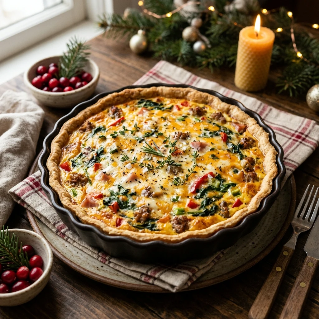 Christmas Breakfast Quiche Make Ahead Easy Feed Crowd