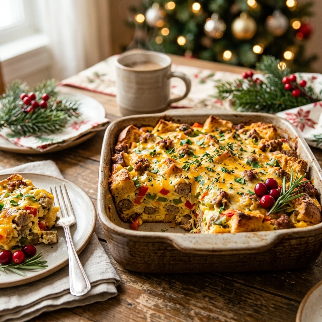Christmas Breakfast Sausage Casserole Make Ahead Easy Feed Crowd