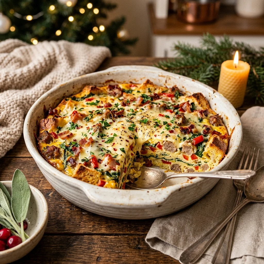Christmas Breakfast Strata Make Ahead Easy Feed Crowd