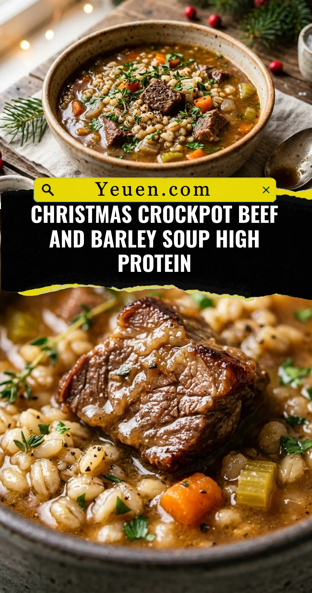 Christmas Crockpot Beef And Barley Soup High Protein
