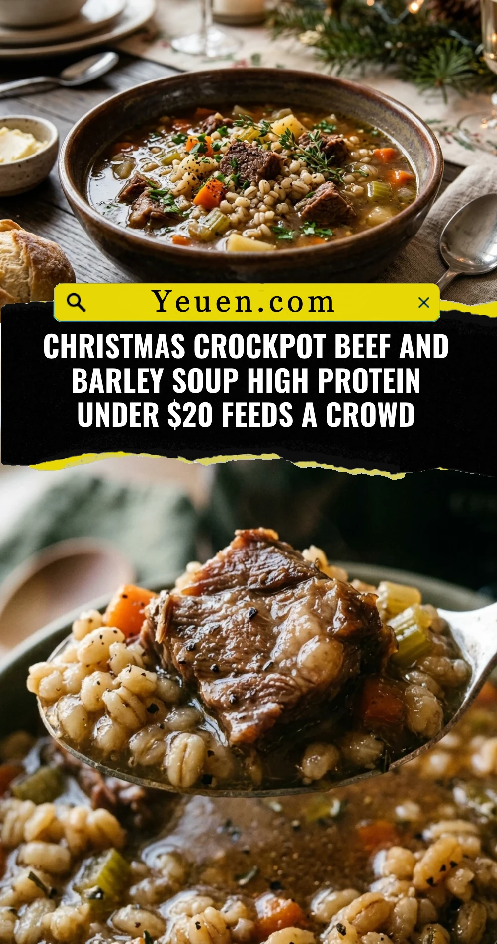 Christmas Crockpot Beef And Barley Soup High Protein Under $20 Feeds A Crowd