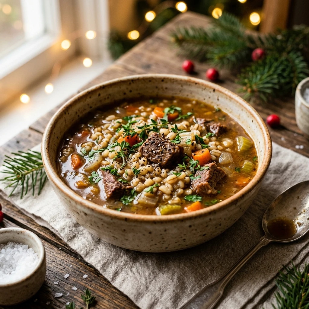 Christmas Crockpot Beef And Barley Soup High Protein