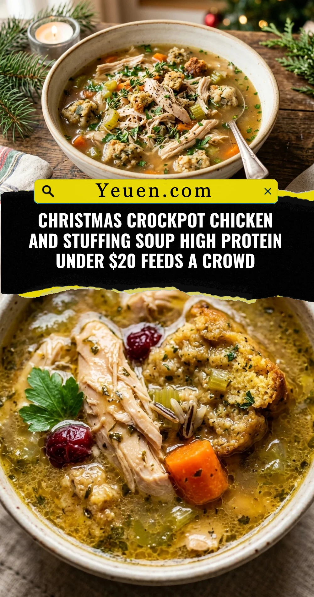 Christmas Crockpot Chicken And Stuffing Soup High Protein Under $20 Feeds A Crowd
