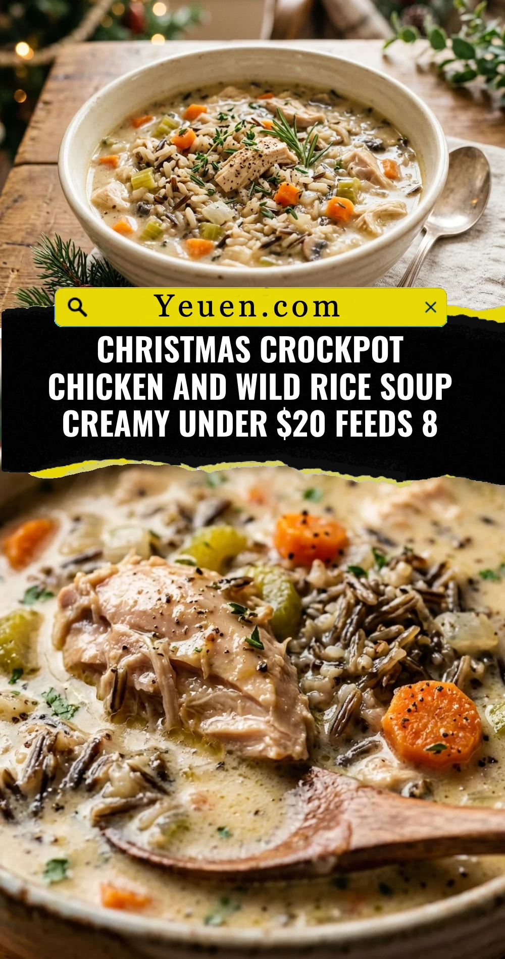 Christmas Crockpot Chicken And Wild Rice Soup Creamy Under $20 Feeds 8