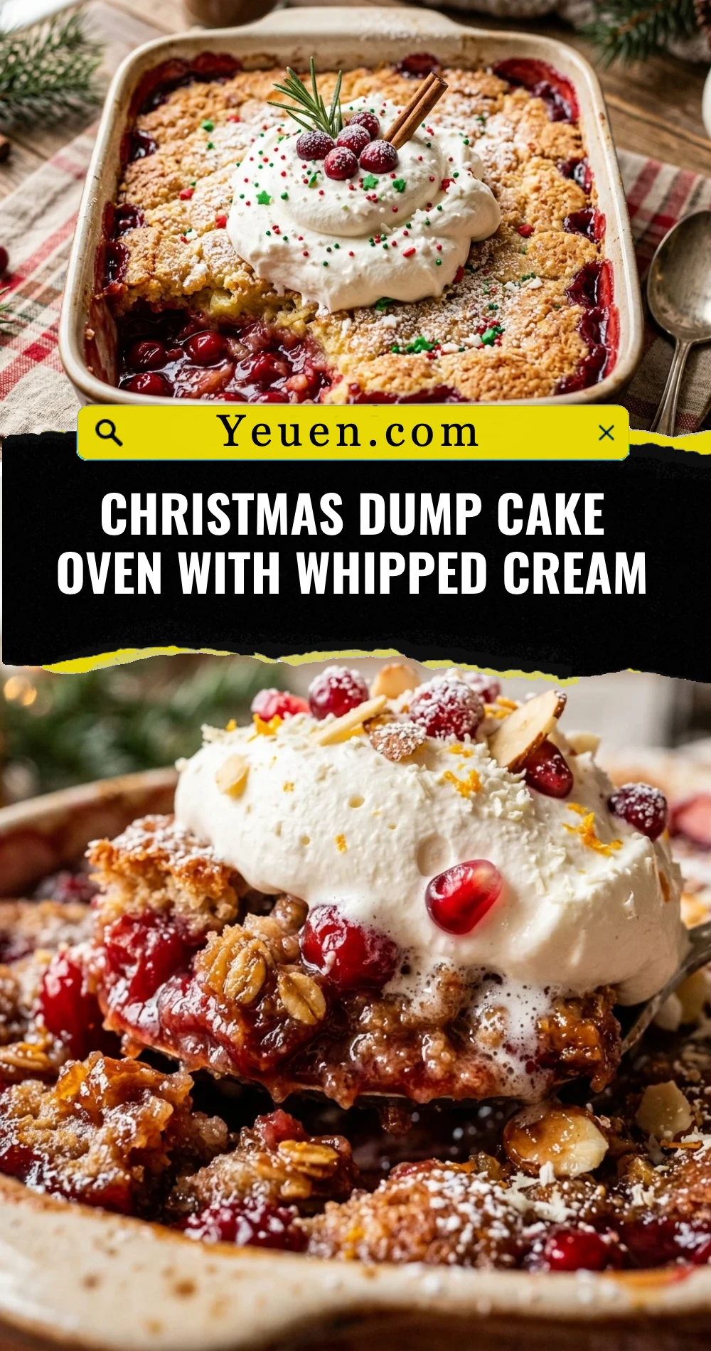 Christmas Dump Cake Oven With Whipped Cream