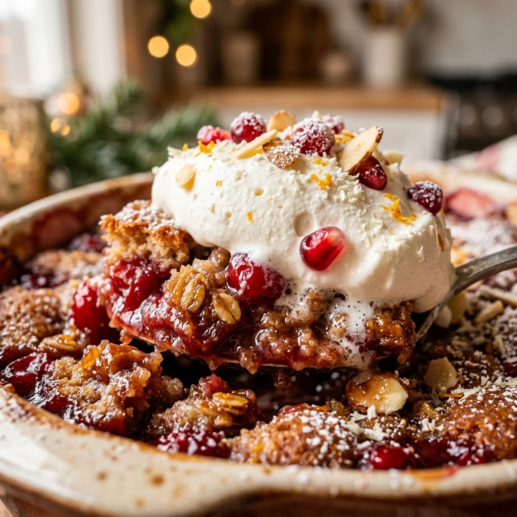 Christmas Dump Cake Oven With Whipped Cream