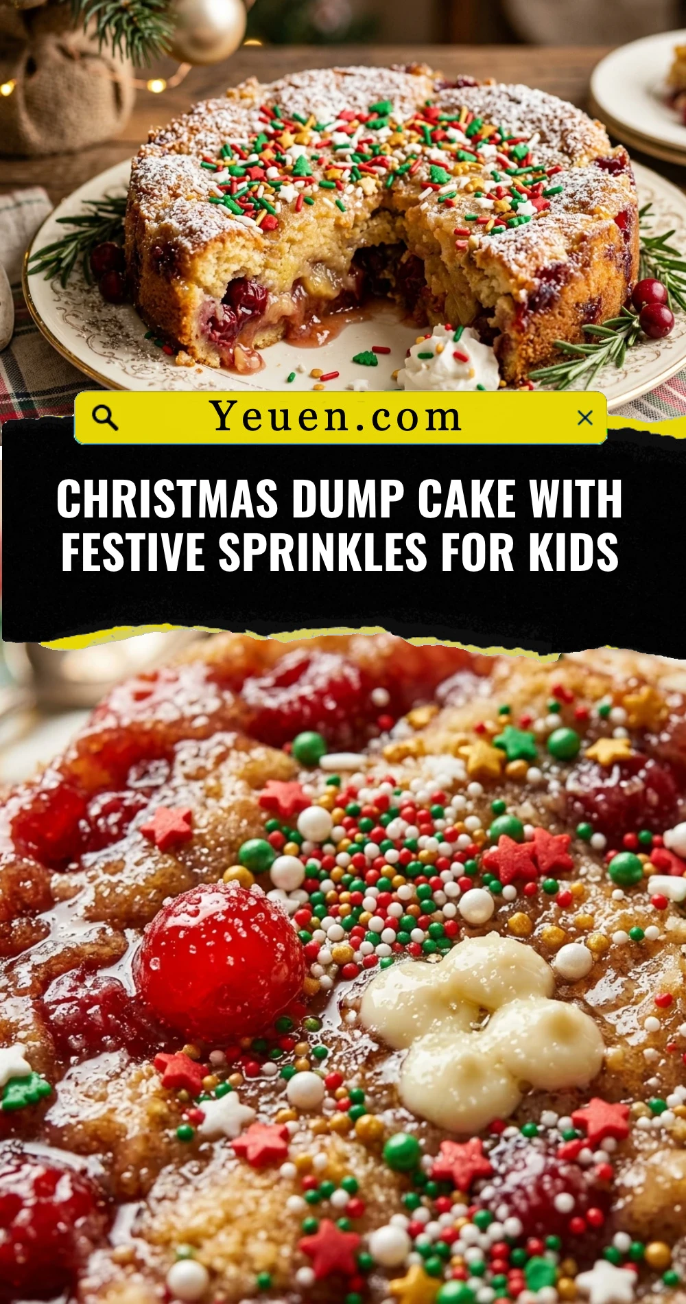 Christmas Dump Cake With Festive Sprinkles For Kids