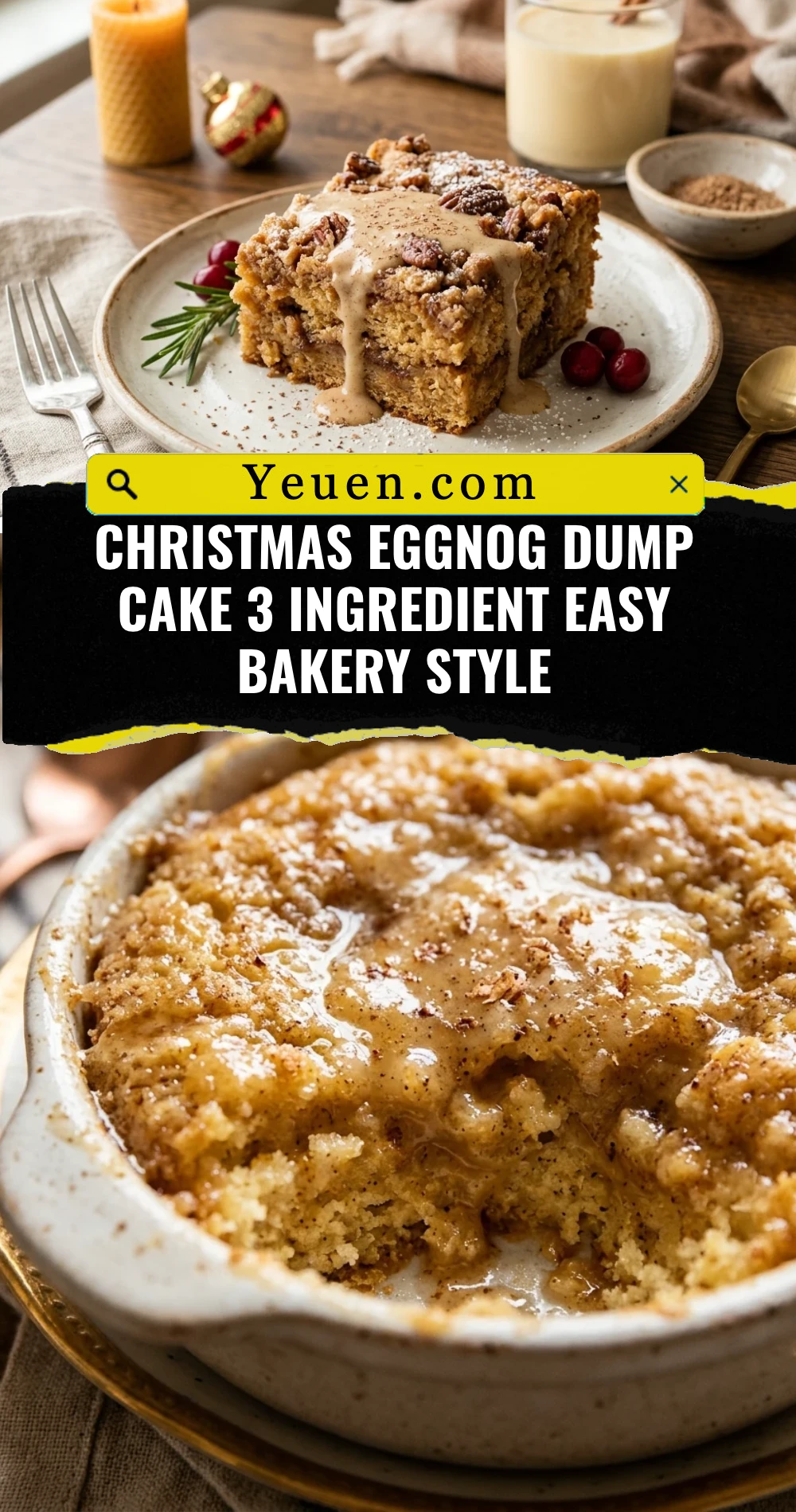 Christmas Eggnog Dump Cake 3 Ingredient Easy Bakery Style