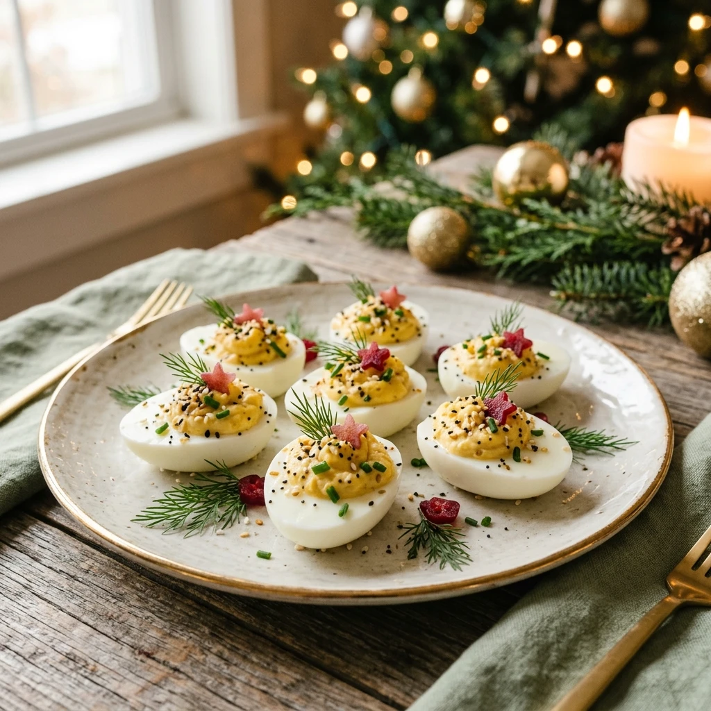 Christmas Eve Deviled Eggs With Everything Bagel