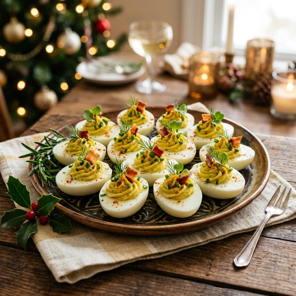 Christmas Eve Snacks Deviled Eggs With Avocado