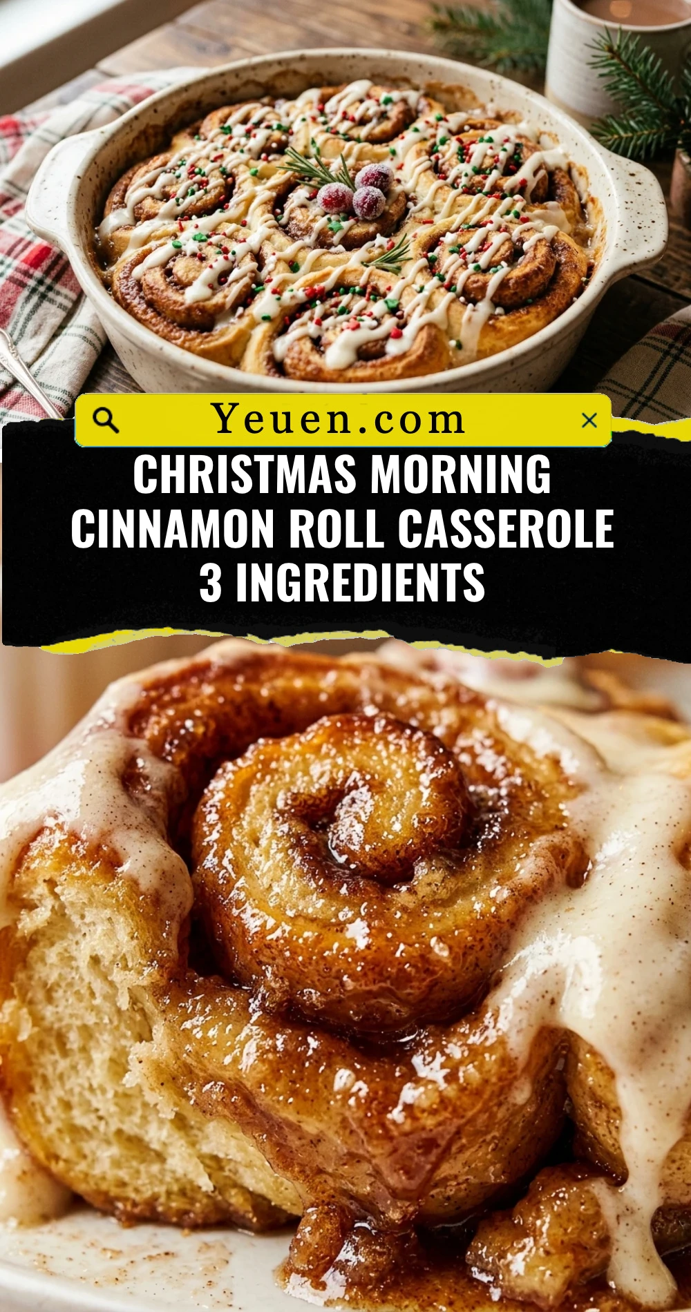 Christmas Morning Cinnamon Roll Casserole 3 Ingredients