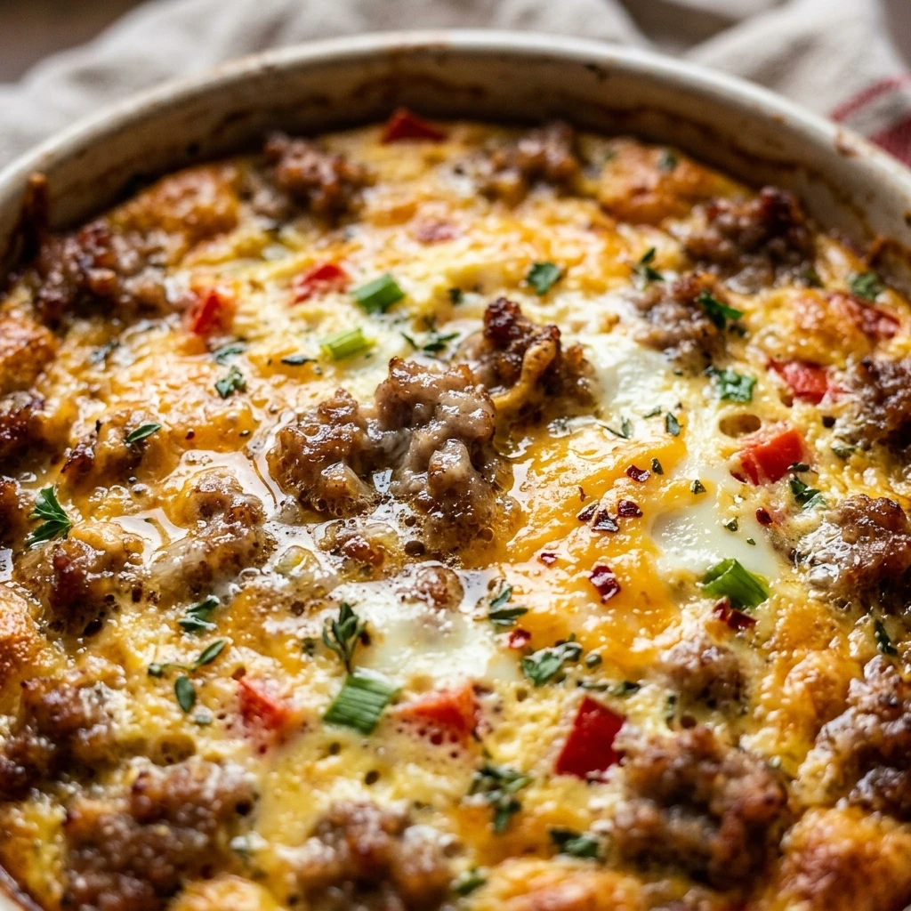 Christmas Morning Sausage Egg Casserole Freezer Friendly
