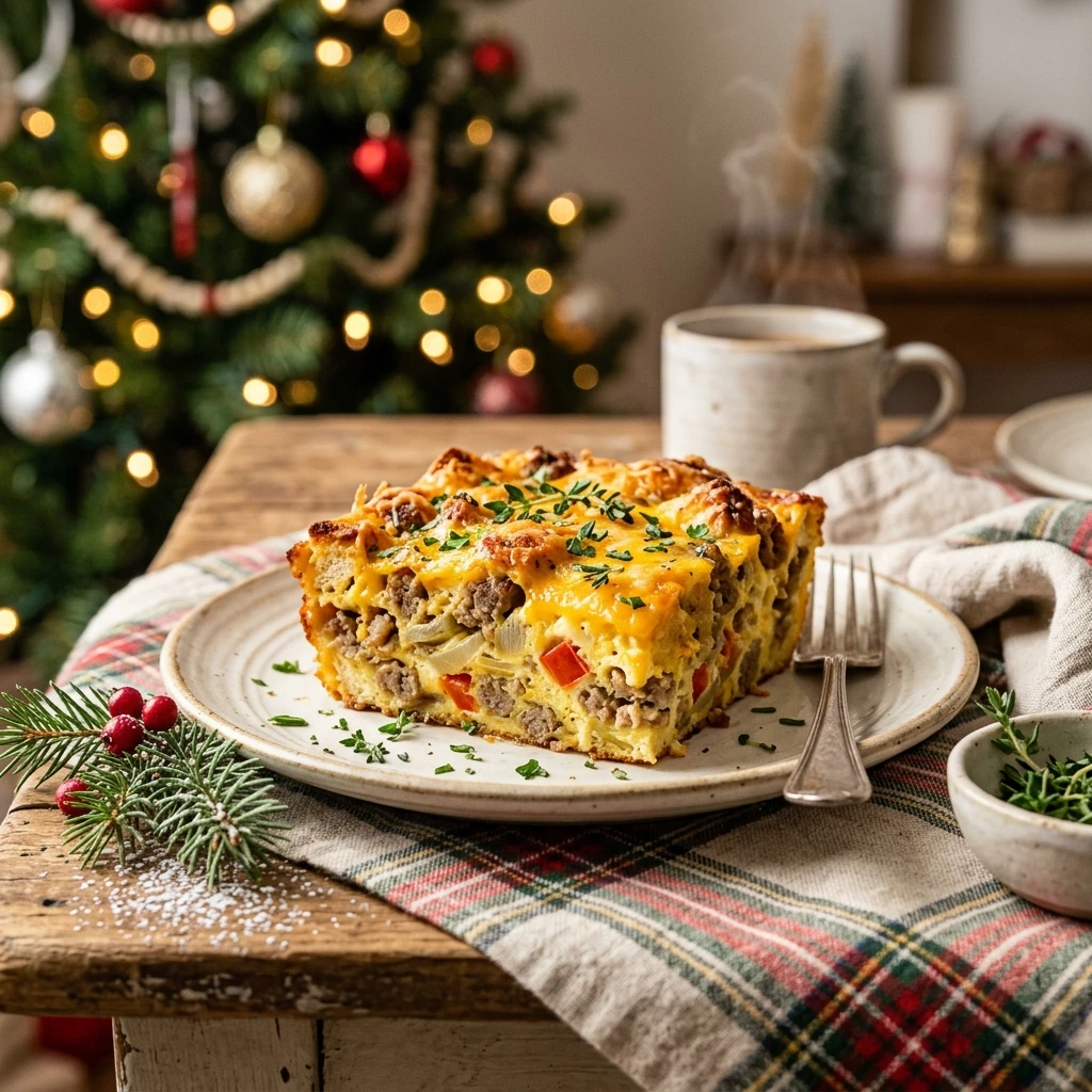 Christmas Morning Sausage Egg Casserole Freezer Friendly