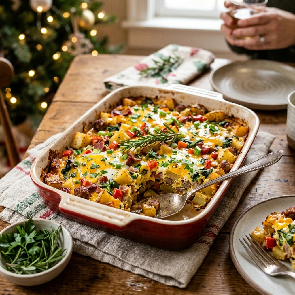 Christmas Potato Breakfast Casserole Make Ahead Easy Feed Crowd