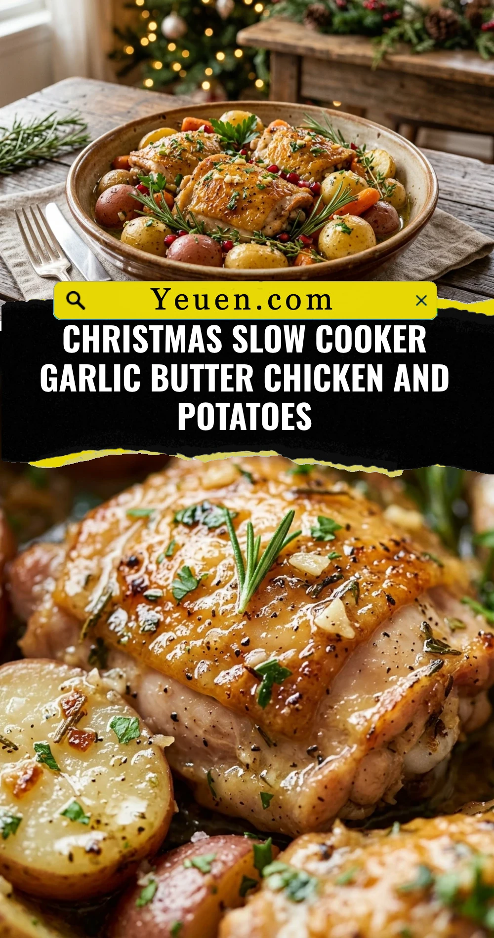 Christmas Slow Cooker Garlic Butter Chicken And Potatoes