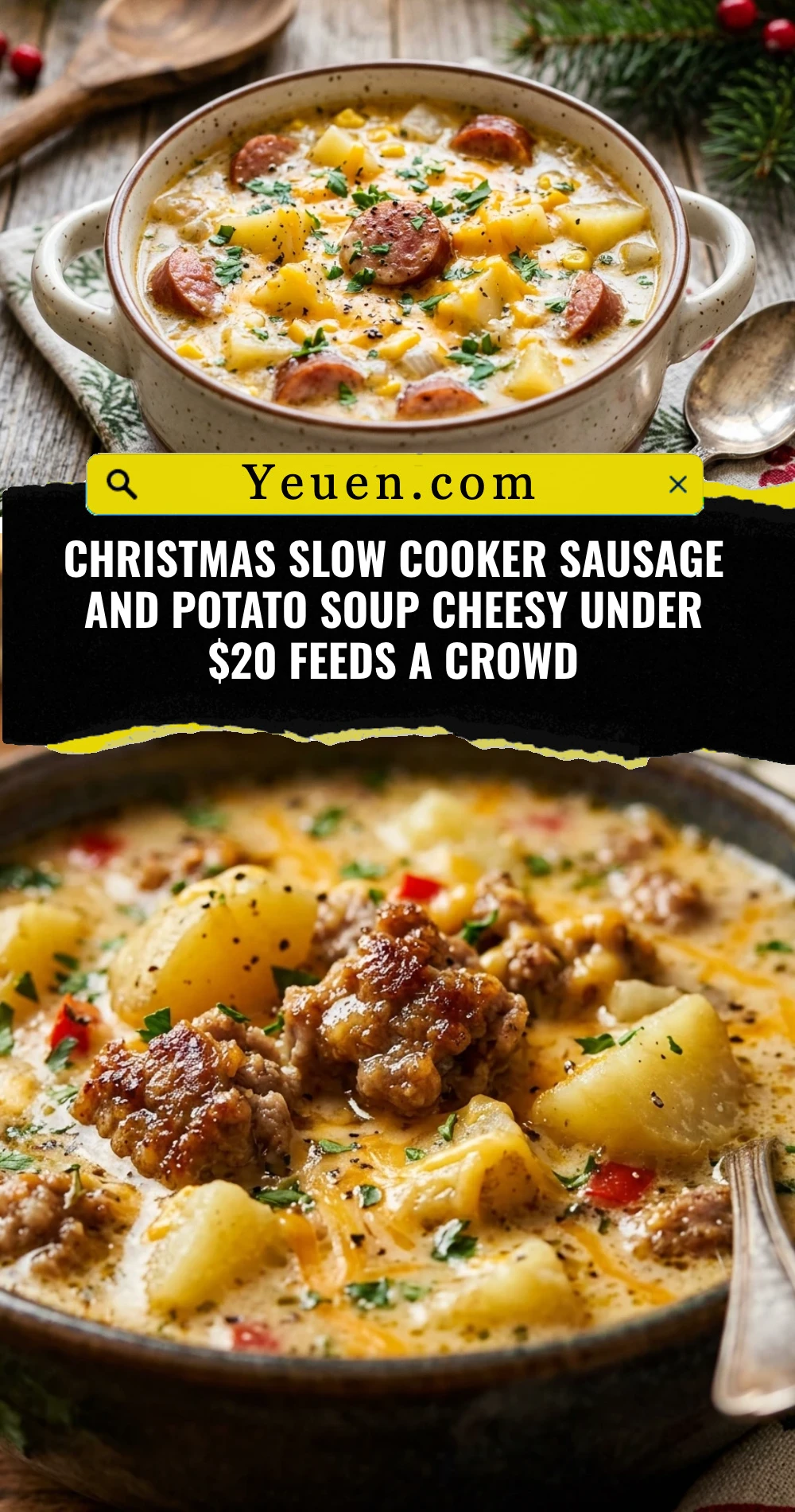 Christmas Slow Cooker Sausage And Potato Soup Cheesy Under $20 Feeds A Crowd