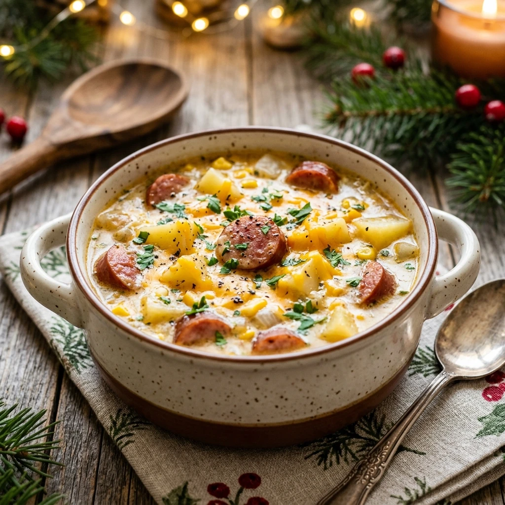 Christmas Slow Cooker Sausage And Potato Soup Cheesy Under $20 Feeds A Crowd