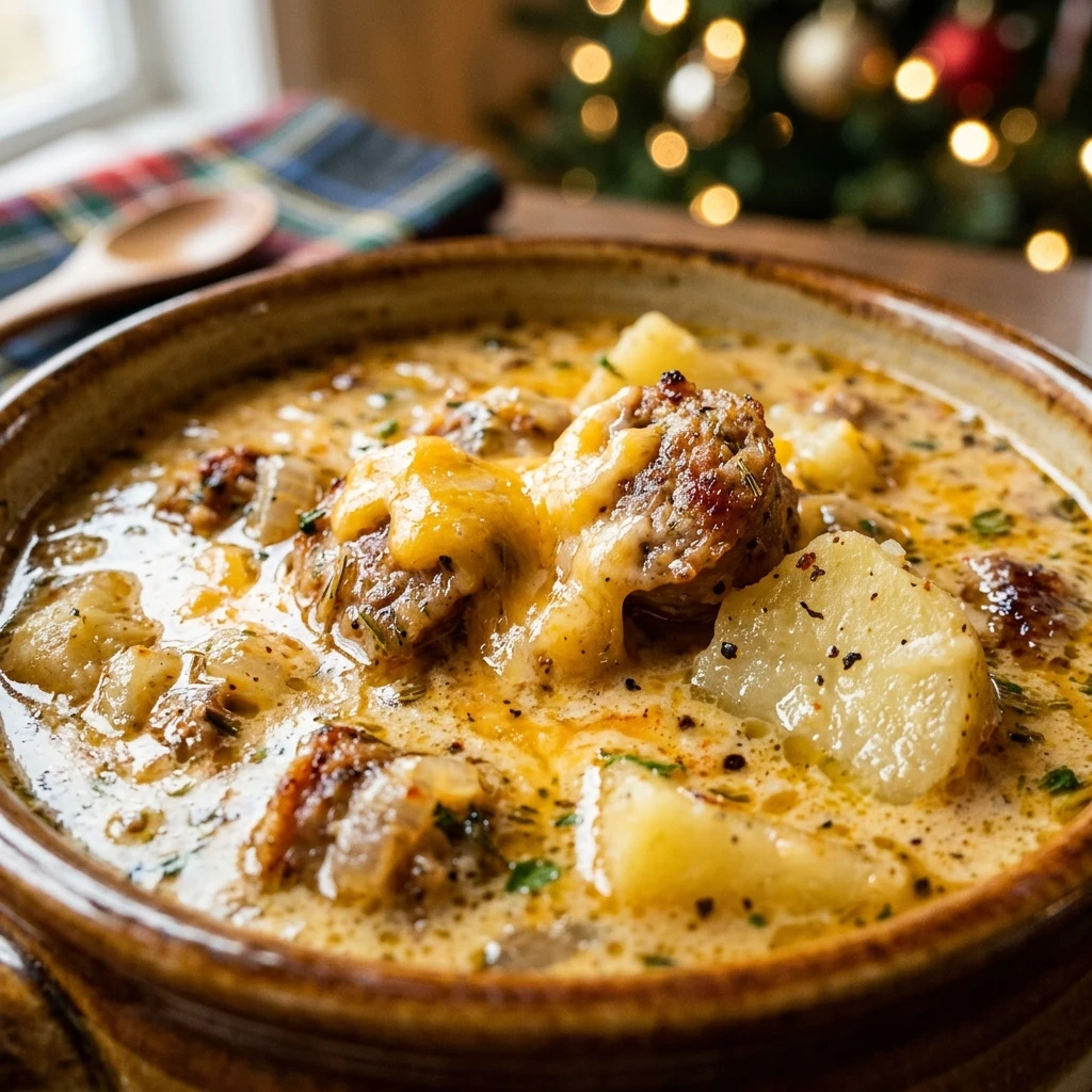 Christmas Slow Cooker Sausage And Potato Soup Cheesy