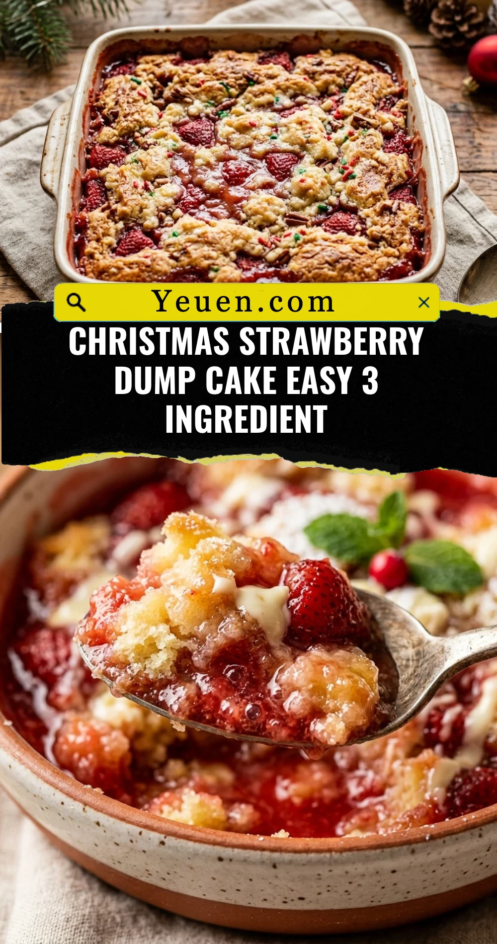 Christmas Strawberry Dump Cake Easy 3 Ingredient