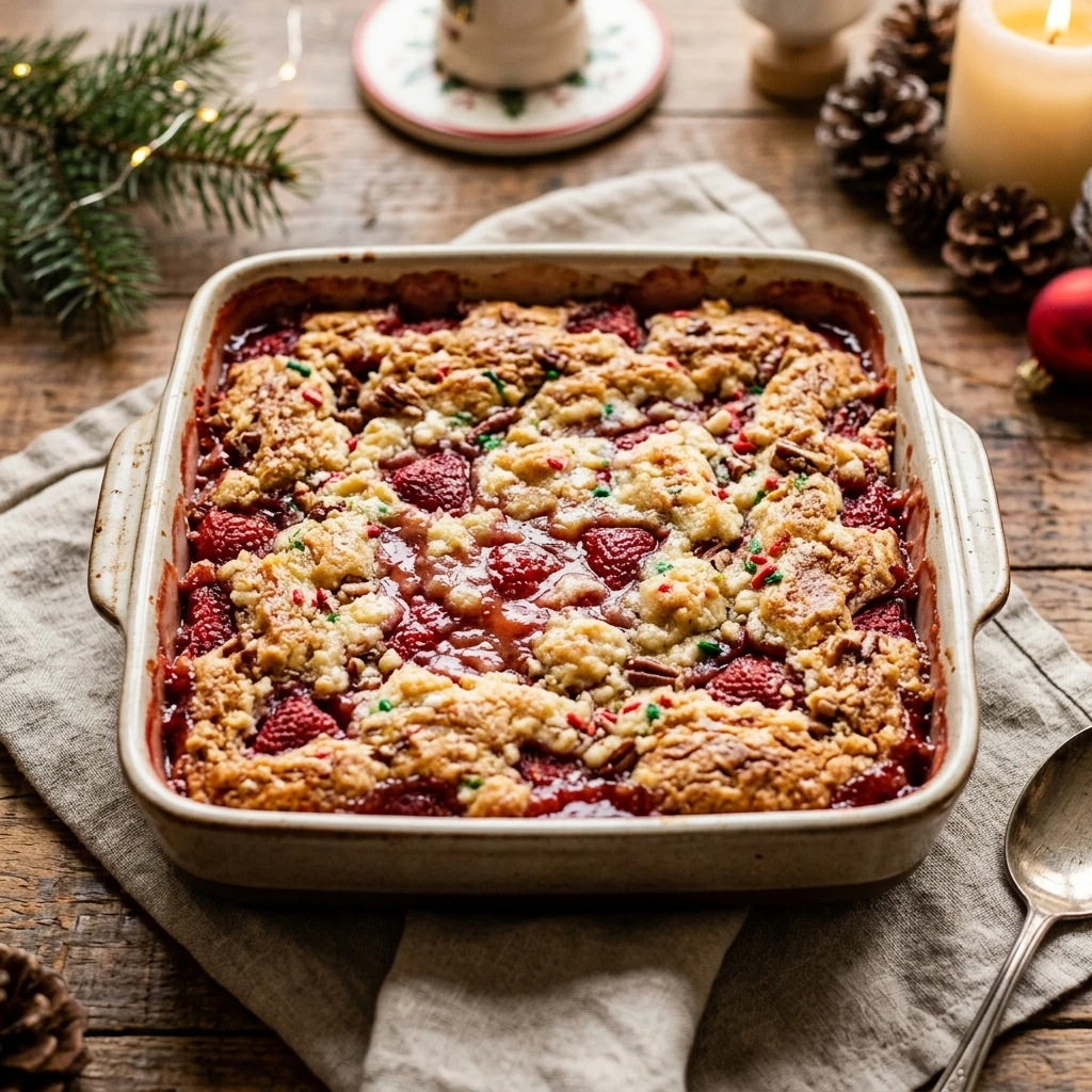 Christmas Strawberry Dump Cake Easy 3 Ingredient