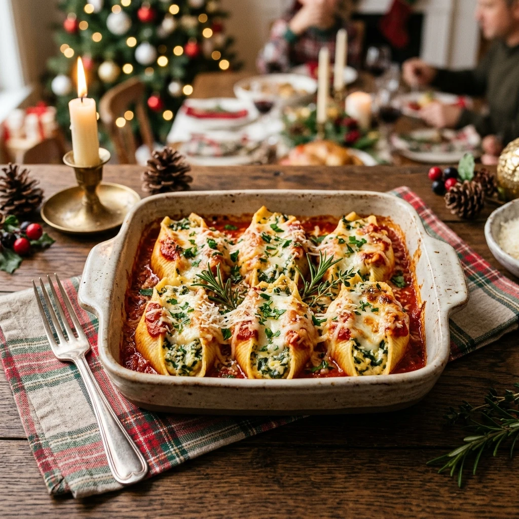Christmas Stuffed Shells Make Ahead Easy Family Cozy Budget Dinner