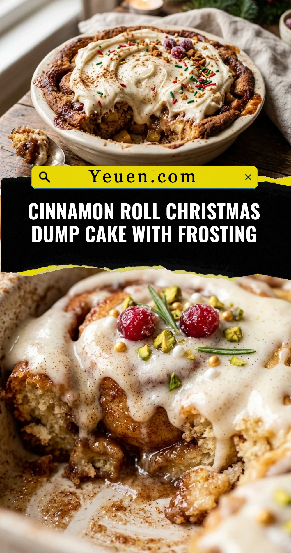 Cinnamon Roll Christmas Dump Cake With Frosting